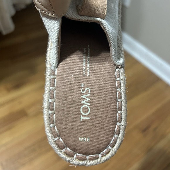 TOMS Women's Monica Wedge Sandal Cream Taupe Natural Hemp Leather Heel Size‎ 9.5 - Picture 4 of 5